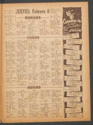 [Programa de] Jueves: Febrero 8