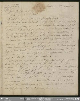 Eigenh. Brief von Christian Lassen an August Wilhelm von Schlegel, London, 08.04.1825