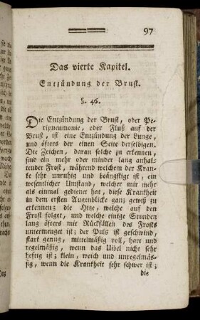 Das vierte Kapitel. Entzündung der Brust. - Das sechste Kapitel. Von dem Halswehe.