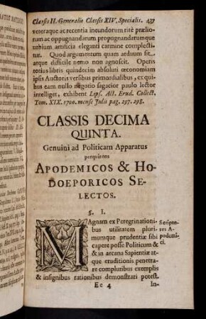 437-452, Classis Decima Quinta