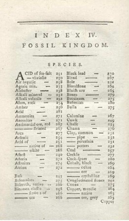 I N D E X IV. FOSSIL KINGDOM. SPECIES