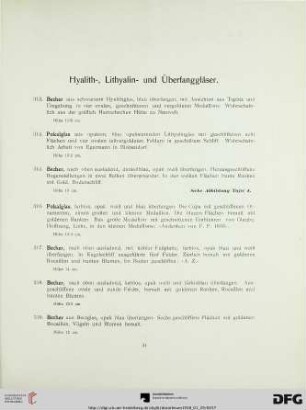 Hyalith-, und Lithyalin und Überfanggläser (Nr. 313-335)