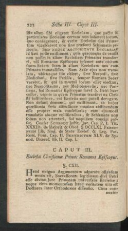 Caput III. Ecclesiae Christianae Primas Romanus Episcopus