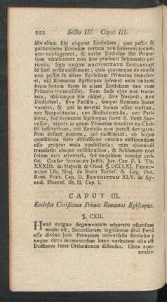 Caput III. Ecclesiae Christianae Primas Romanus Episcopus