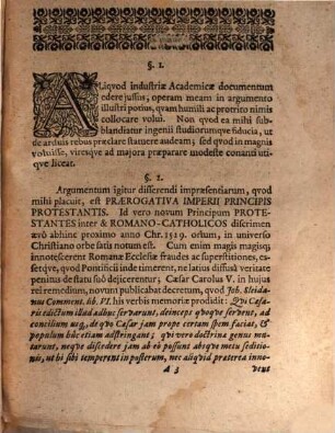 Exercitatio Politica, De Praerogativa Imperii Principis Protestantis