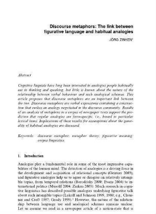 Discourse metaphors: The link between figurative language and habitual analogies