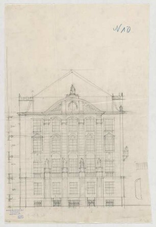 Thiersch, Friedrich von; München; Wohnungsneubauten Lehmpuhl - Fassadenentwurf (Ansicht)