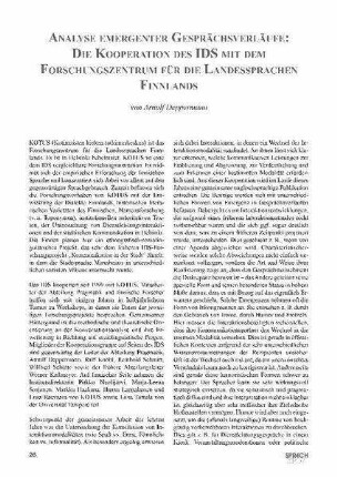 Analyse emergenter Gesprächsverläufe: Die Kooperation des IDS mit dem Forschungszentrum für die Landessprachen Finnlands