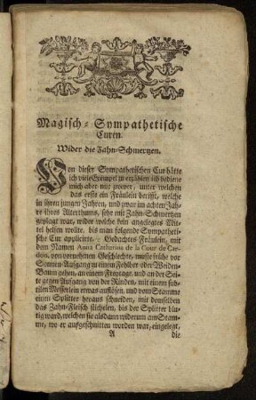Magisch-Sympathetische Curen.