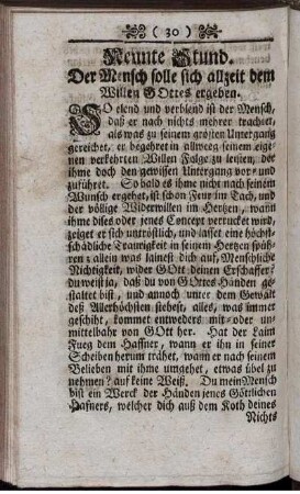 Neunte Stund. Der Mensch solle sich allzeit dem Willen Gottes ergeben