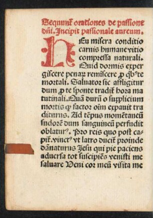 Sequuntur orationes de passione domini. Incipit passionale aureum.