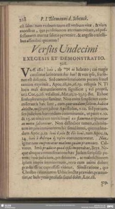 Versus Undecimi Exegesis Et Demonstratio