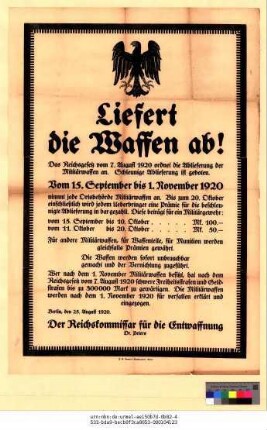 Originaltitel: Liefert die Waffen ab!