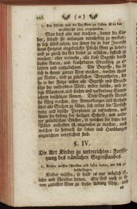 §. IV. Die Art Kinder zu unterrichten: Fortsetzung des nämlichen Gegenstandes