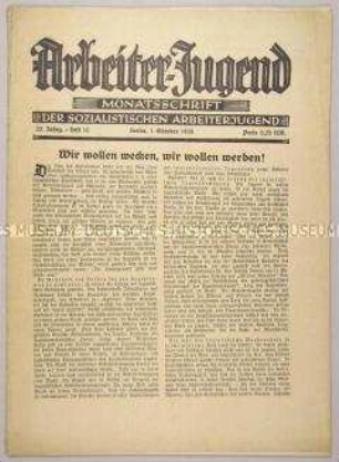 Monatszeitschrift der SAJ "Arbeiter-Jugend"