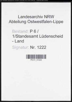 Sterberegister Standesamt Lüdenscheid-Land