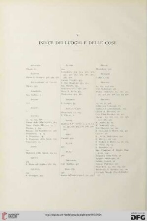 V. Indice dei luoghi e delle cose