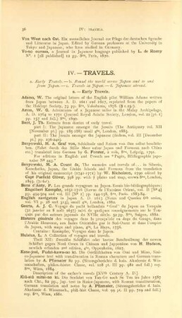 IV. Travels