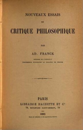Nouveaux essais de critique philosophique