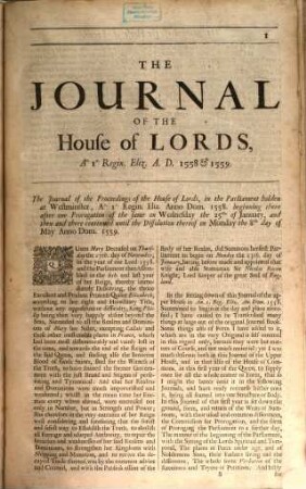 The Journals of all the Parliaments during the Reign of Queen Elizabeth, both of the House of Lords and House of Commons