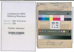 Entnazifizierung Hermann Fischer , geb. 19.11.1900 (Verw.-Angestellter)