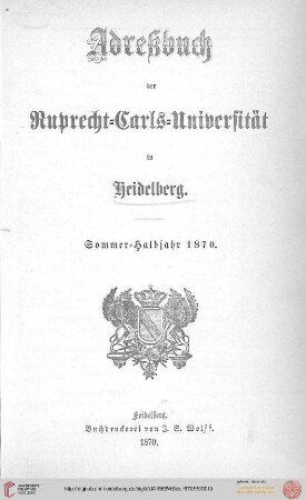 Sommersemester 1870