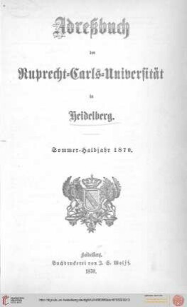 Sommersemester 1870