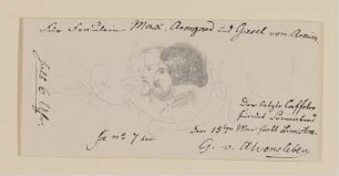 Einladungskarte zum letzten Kaffeter 1847 für Maximiliane, Armgart und Gisela von Arnim