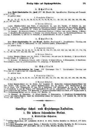 E. Sonstige Schul- und Erziehungs-Anstalten