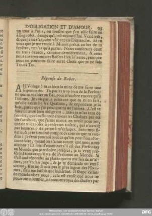 Réponse de Babet.