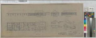 Erweiterung des Aufenthaltsgebäudes auf Bahnhof Marl-Sinsen: Grundriß, Ansichten, Schnitt, Lageplan, M. 1:100 und M. 1:1.000 Hgü, Sknr.: 2, Fanr.: 4, Bunr.: 5