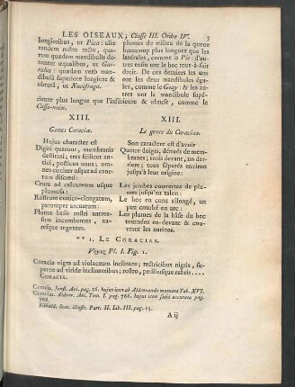 XIII. Genus Coraciae.