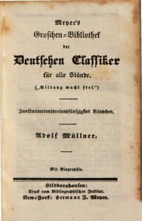 Adolf Müllner : mit Biographie