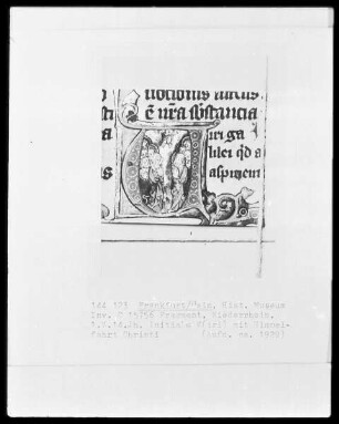 Fragment: Initiale V mit der Himmelfahrt Christi