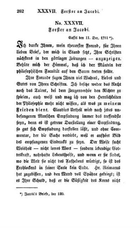 No. XXXVII. Forster an Jacobi