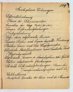 Bereits gelesene Vorlesungen.