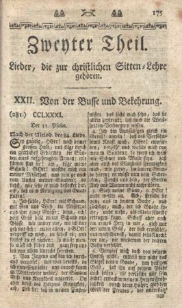 Zweyter Theil. Lieder, die zur christlichen Sitten-Lehre gehören.