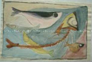 Fische und Fischgräte im Wasser