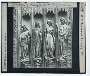 Straßburg, Münster : Portal, Gewändefiguren, "Kampf der Tugenden"