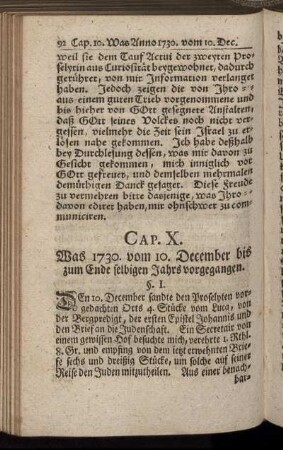 Cap. X. Was 1730. vom 10. December bis zum Ende selbigen Jahrs vorgegangen.