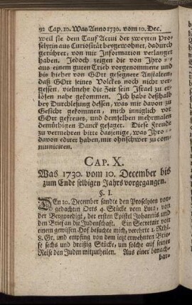 Cap. X. Was 1730. vom 10. December bis zum Ende selbigen Jahrs vorgegangen.