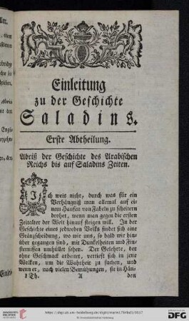 Einleitung zu der Geschichte Saladins
