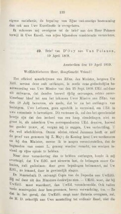 49. Brief van D'Ozy aan Van Polanen, 19 April 1809