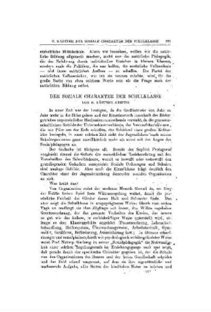 Der soziale Charakter der Schulklasse