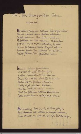 Als neuling trat ich ein in dein gehege : Vers 1 - 3; [SW III: H15]; [SW III, S. 84/143]