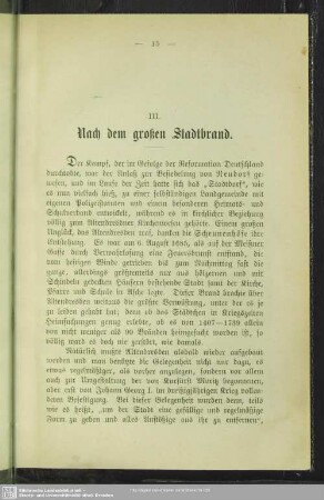 III. Nach dem großen Stadtbrand