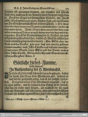 X. Göttliche Liebes-Flamme, herfür scheinend In Ausspendung des H. Abendmahls