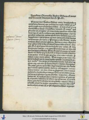 Augustinus Olomucensis. Andree Stiborio...