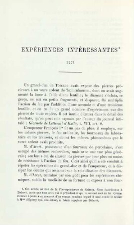 Expériences intéressantes