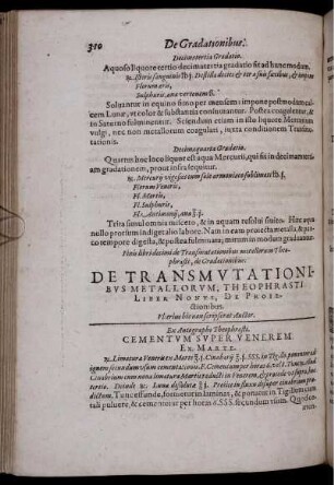 De Transmutationibus Metallorum, Theophrasti Liber Nonus, De Proiectionibus